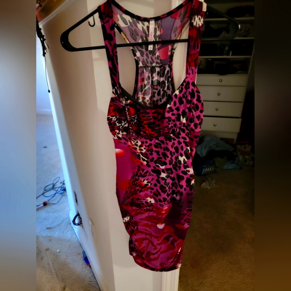 Leopard silk dress in purple